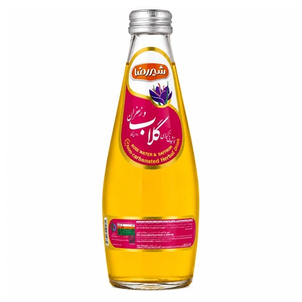 c46662adf81cd96bb324617fe3e702b105b29646 نوشیدنی گلاب زعفران ایرانی شیررضا - 310 میلی لیتر - تصویر 1