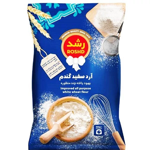 mX8bs9Fb9ksFUKVb3qCzdb12kjVVp3TQv2KScOgkRroaUplKtk.jpg_800X800X70 آرد سفید گندم بهبود یافته چند منظوره رشد - 900 گرم - تصویر 1