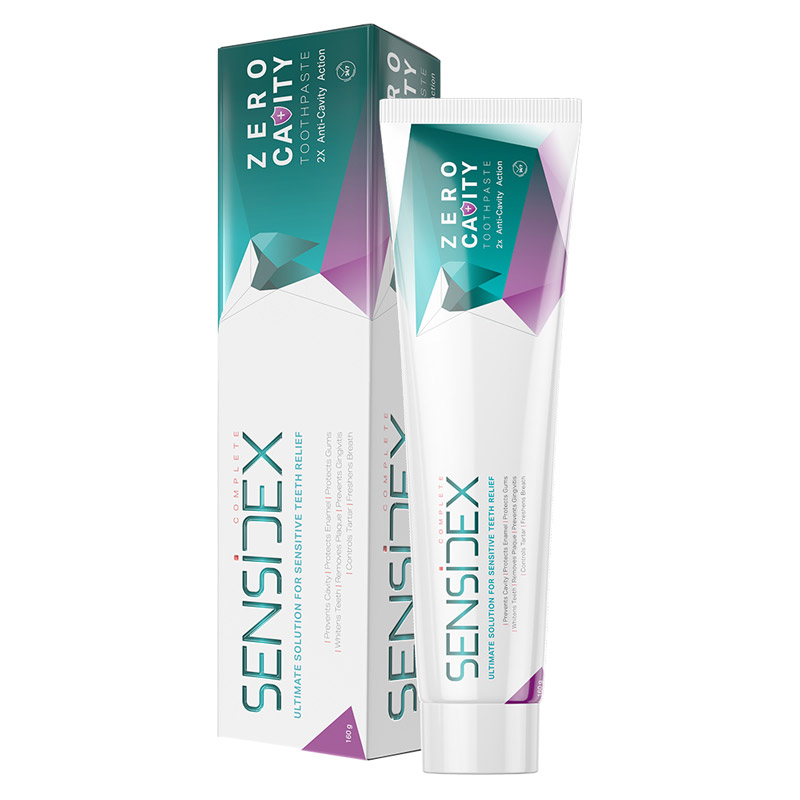 sensidex.com-product-toothpaste-zero-cavity-01 خمیردندان کامل، جهت جلوگیری از پوسیدگی دندان های حساس مدل Zero Cavity سنسیدکس - 160 گرم - تصویر 1