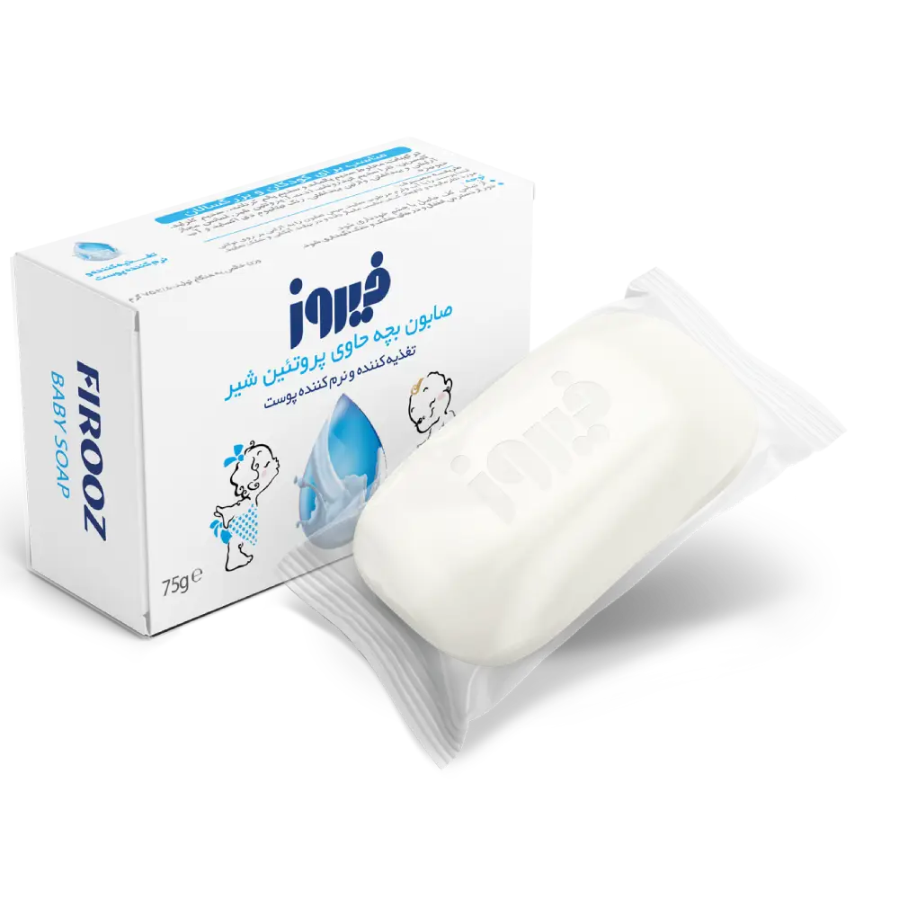 صابون-بچه-پروتئین-شیر-فیروز صابون بچه پروتئین شیر فیروز - 75 گرم - تصویر 1